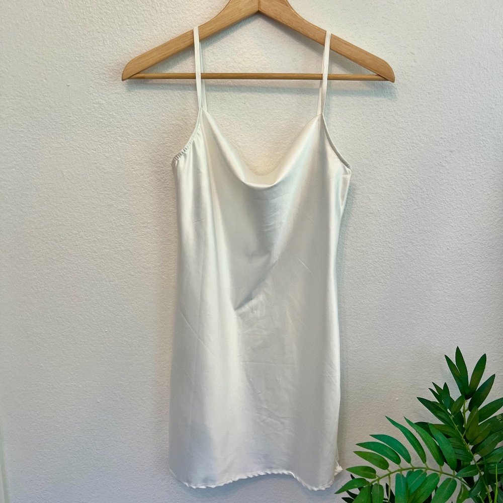 NWT Heiress Beverly Hills White Satin Mini Slip Dress